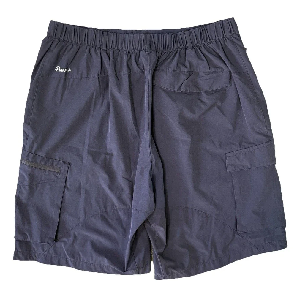 Lot Of 2 Pudolla Hiking Cargo Shorts Mens XXL Black Blue 10” Inseam Golf Outdoor